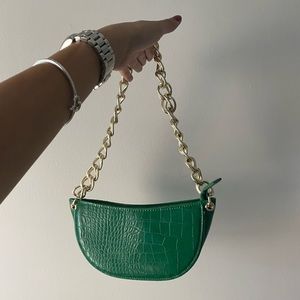 Zara green chain bag